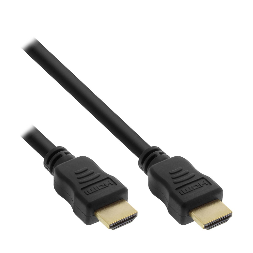 HDMI Kabel, HDMI-High Speed mit Ethernet, Premium, Stecker / Stecker, schwarz / gold, 1,5m