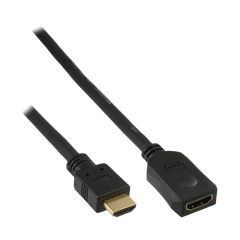 HDMI Verlängerung, HDMI-High Speed, Stecker / Buchse, schwarz, vergoldete Kontakte, 5m