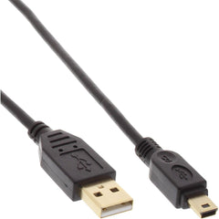 USB 2.0 Mini-Kabel, USB A Stecker an MiniB Stecker (5pol.), schwarz, vergoldete Kontakte, 3m