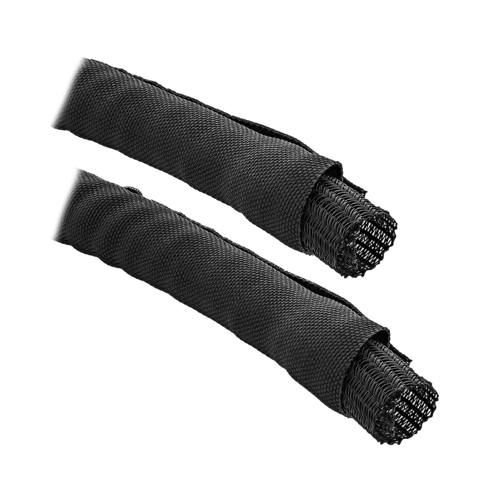 Kabelkanal, Geflechtschlauch mit Polyestergewebemantel, selbstverschließend in schwarz, 25mm Durchmesser , 2m