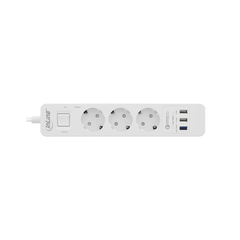 Steckdosenleiste, 3-fach Schutzkontakt, Überspannungsschutz und QuickCharge USB, mit Schalter, 1,5m, weiß