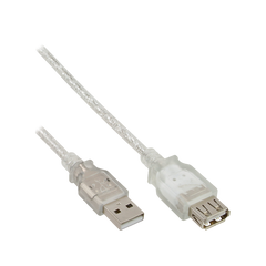 USB 2.0 Verlängerung, Stecker / Buchse, Typ A, transparent, 2m